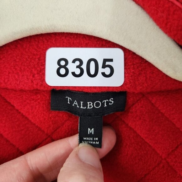 Talbots Jacket Womens Medium Red Fleece Quilted Full Zip Equestrian Classic - Picture 10 of 12